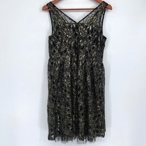 Motherhood Maternity Women's Dress Size Large Black Gold Lace Party Formal Event